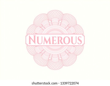 Pink abstract linear rosette with text Numerous inside