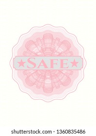 Pink abstract linear rosette with text Safe inside