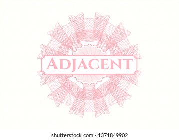 Pink abstract linear rosette with text Adjacent inside