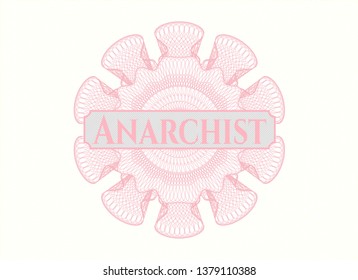 Pink abstract linear rosette with text Anarchist inside