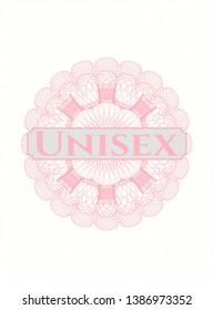 Pink abstract linear rosette with text Unisex inside