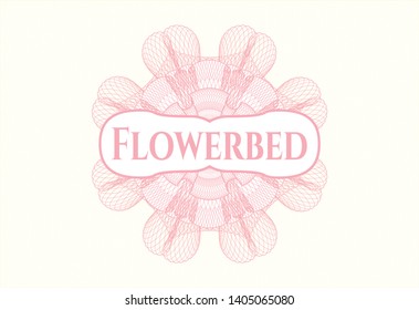 Pink abstract linear rosette with text Flowerbed inside