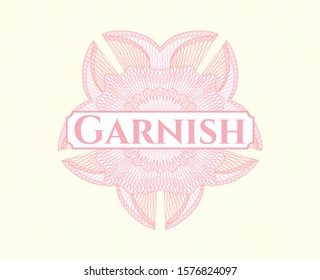 Pink abstract linear rosette with text Garnish inside