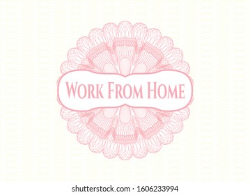 Pink abstract linear rosette with text Work From Home inside