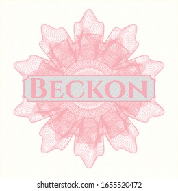 Pink abstract linear rosette with text Beckon inside