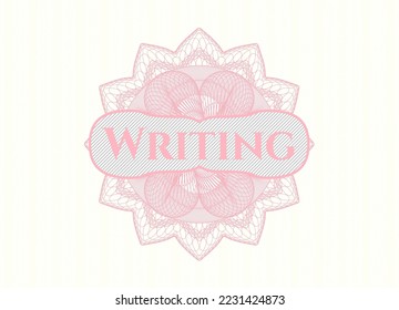 Pink abstract linear rosette with text Writing inside