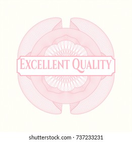 Pink abstract linear rosette with text Excellent Quality inside