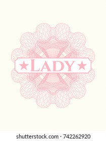 Pink abstract linear rosette with text Lady inside