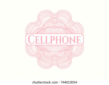 Pink abstract linear rosette with text Cellphone inside
