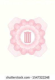 Pink abstract linear rosette with trash can icon inside