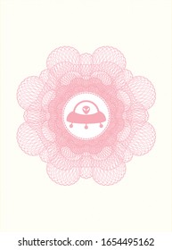 Rosette lineal abstracto rosa con ufo con icono interior alino