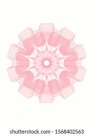 Pink abstract linear rosette. Vector Illustration. Detailed.