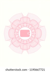 Pink abstract linear rosette with wallet icon inside