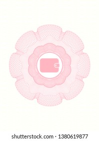 Pink abstract linear rosette with wallet icon inside
