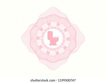 Pink abstract linear rosette with WC toilet icon inside