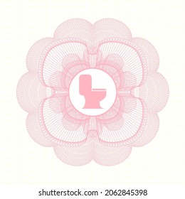 Rosette lineal abstracto rosa. con el icono de WC dentro