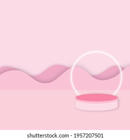 Pink abstract minimal background with podium