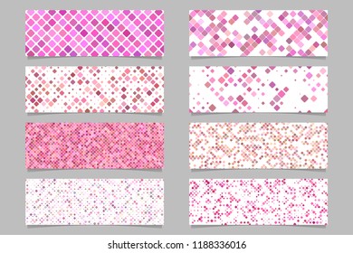 Pink abstract modern diagonal rounded square pattern banner background set - vector graphic design