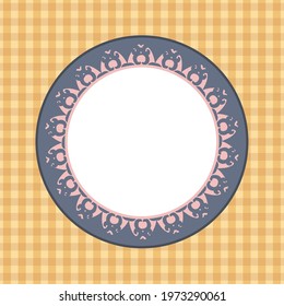 Pink abstract one-patterned frame and mustard check pattern background