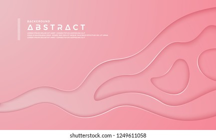 Pink abstract paper cut background. Abstract textured with wavy layers.