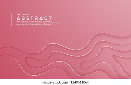 Pink abstract paper cut background. Abstract textured with wavy layers.