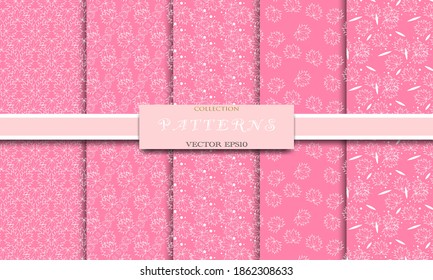 Pink abstract pattern collection vector, Illustration design.