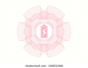 Pink abstract rosette with battery charging icon inside