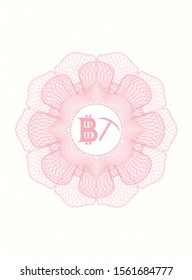 Pink abstract rosette with bitcoin mining icon inside
