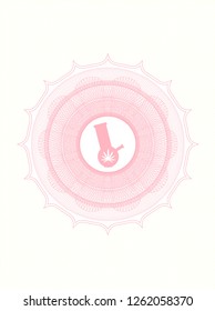Pink abstract rosette with bong of marijuana icon inside
