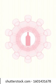 Pink abstract rosette with bottle icon inside