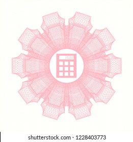 Pink abstract rosette with calculator icon inside