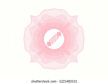 Pink abstract rosette with candy icon inside