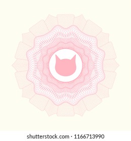 Pink abstract rosette with cat face icon inside