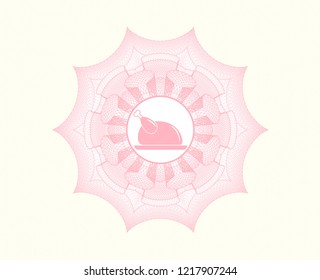 Pink abstract rosette with chicken dish icon inside