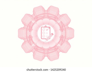 Pink abstract rosette with customer feedback icon inside