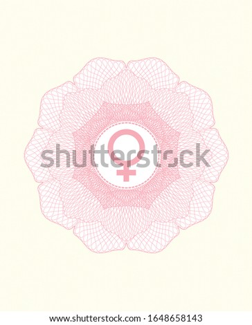 Pink abstract rosette with female icon inside