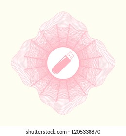 Pink abstract rosette with flash drive icon inside