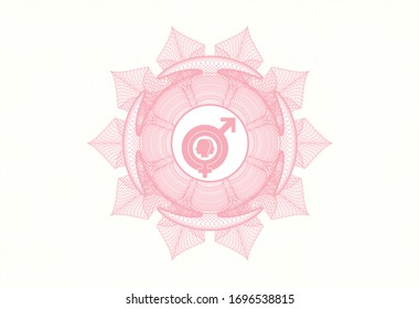 Pink abstract rosette with gender dysphoria icon inside