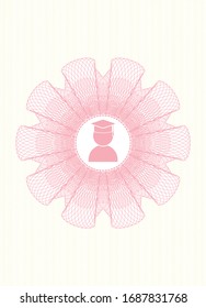 Pink abstract rosette with graduation icon inside