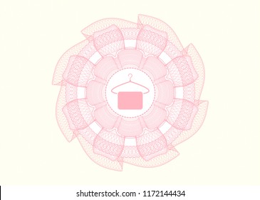 Pink abstract rosette with hanger with towel icon inside