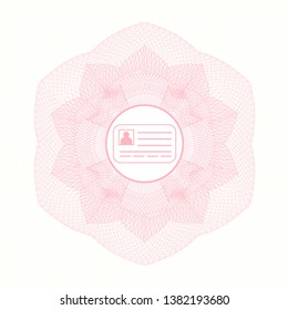 Pink abstract rosette with identification card icon inside