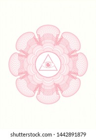 Pink abstract rosette with illuminati pyramid icon inside