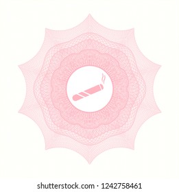 Pink abstract rosette with joint, cigarette icon inside