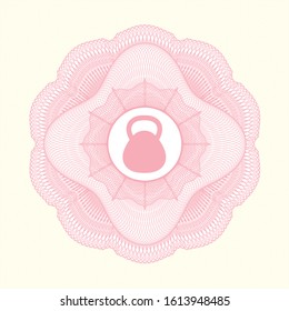 Pink abstract rosette with kettlebell icon inside