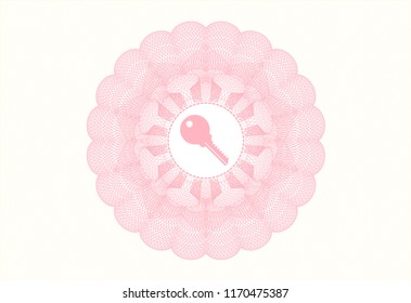 Pink abstract rosette with key icon inside