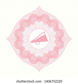 Pink abstract rosette with megaphone icon inside