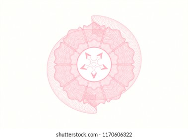Pink abstract rosette with ninja star icon inside
