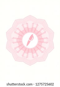 Pink abstract rosette with pen icon inside