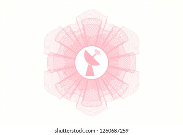 Pink abstract rosette with radar icon inside