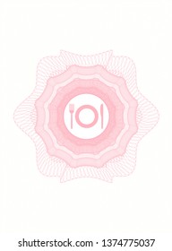 Pink abstract rosette with restaurant icon inside